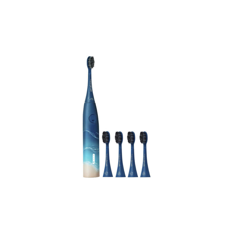Cepillo De Dientes Happybrush Eco Vibe 3 Kit De Inicio Ocean + 4 Recambios,Eléctrico Azul/Beige Hbv3o4rw