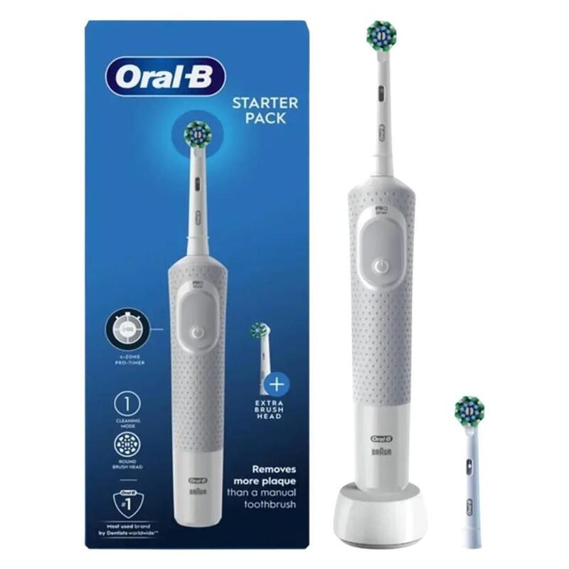 Cepillo Dental Electrico Braun Oral B Vitality 100 Easy Clean Blanco + 1 Repuesto Starter Pack White