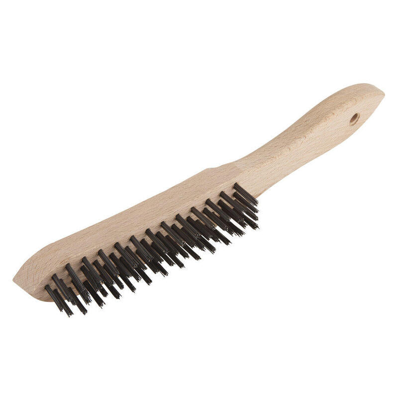 Cepillo Metálico De Mano, Acero, 4 Filas, Con Mango De Madera, 280 Mm