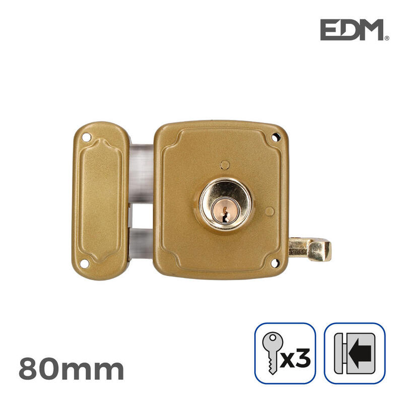 Cerradura Izquierda 80mm 3 Llaves Incluidas Edm