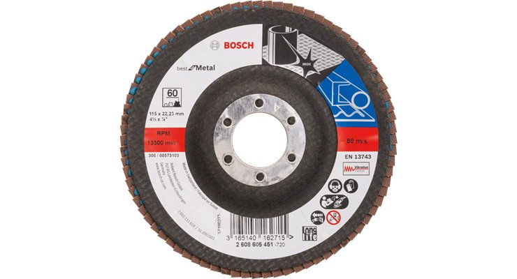 Bosch Disco De Láminas X571 Ideal Para Metal, Ø 125 Mm, K80 2608606924