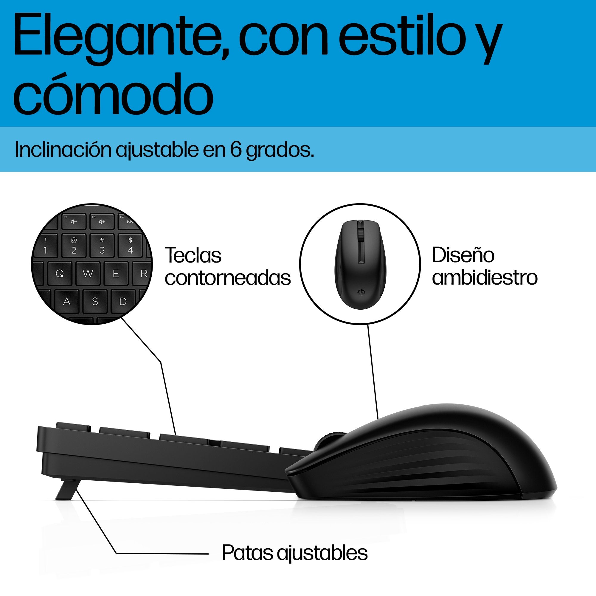 EAN 0198122959440 - HP 655 Wireless Keyboard and Mouse Combo teclado Ratón incluido Oficina RF inalámbrico Negro imagen 4