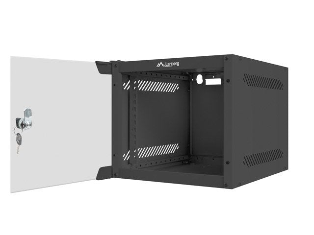 Lanberg Armario Rack 10 Montaje Pared 4u / 280x310 Para Autoarmas (Paquete Plano) Con Puerta De Cristal Black Lanberg