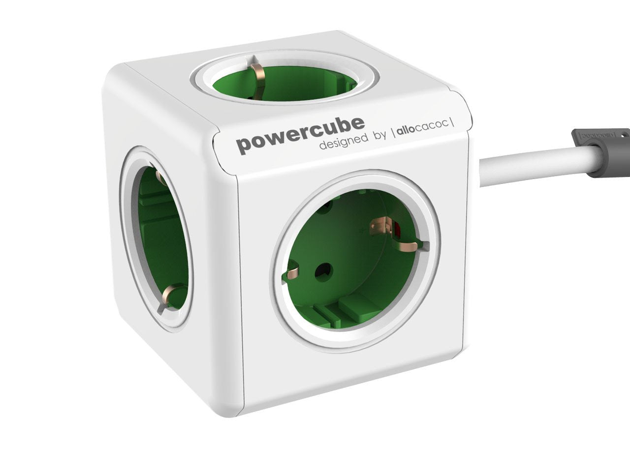 EAN 8718444086956 - Allocacoc PowerCube Extended base múltiple 1,5 m 5 salidas AC Interior Verde, Blanco imagen 1