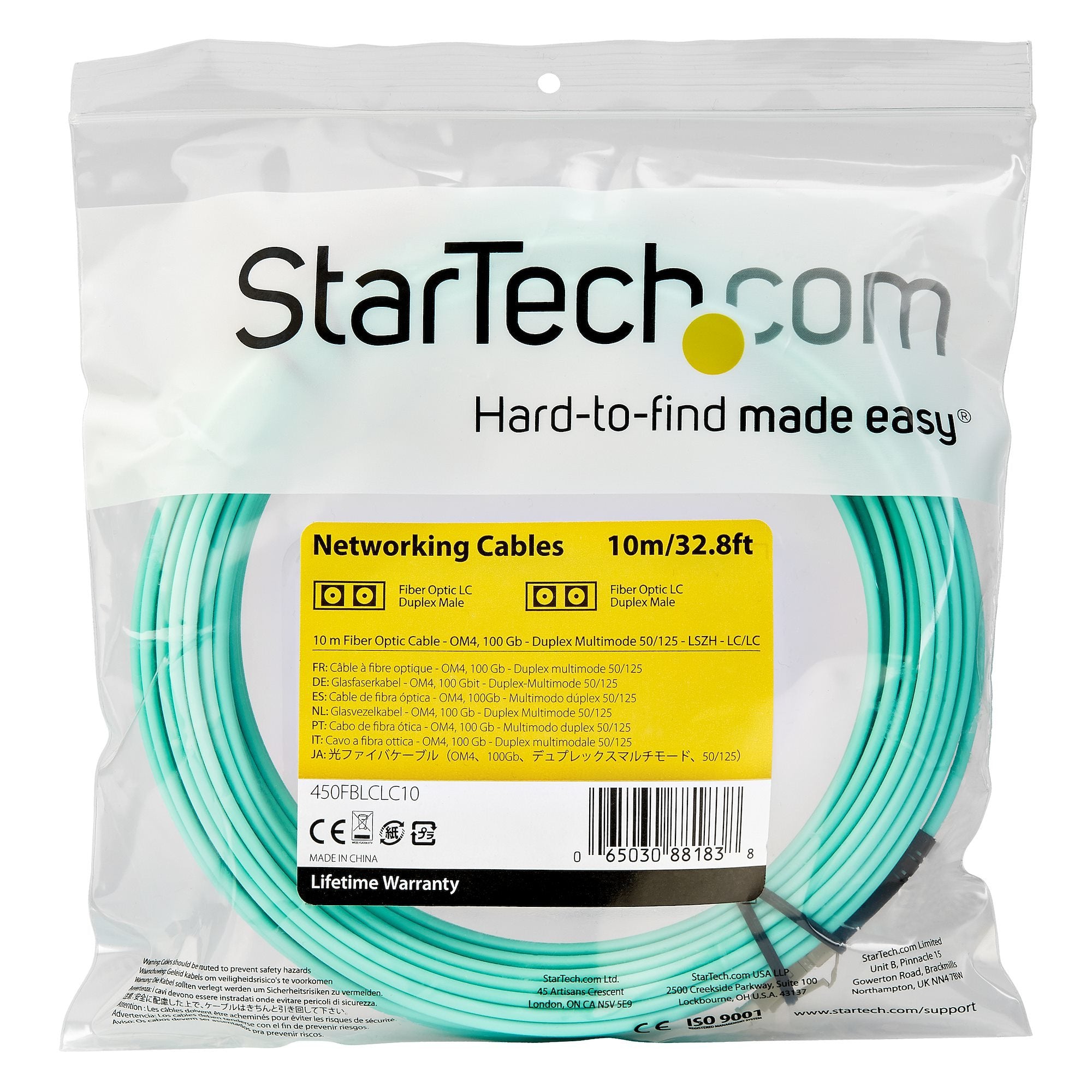 EAN 0065030881838 - StarTech.com 450FBLCLC10 Cable de fibra óptica e InfiniBand Color aguamarina imagen 4