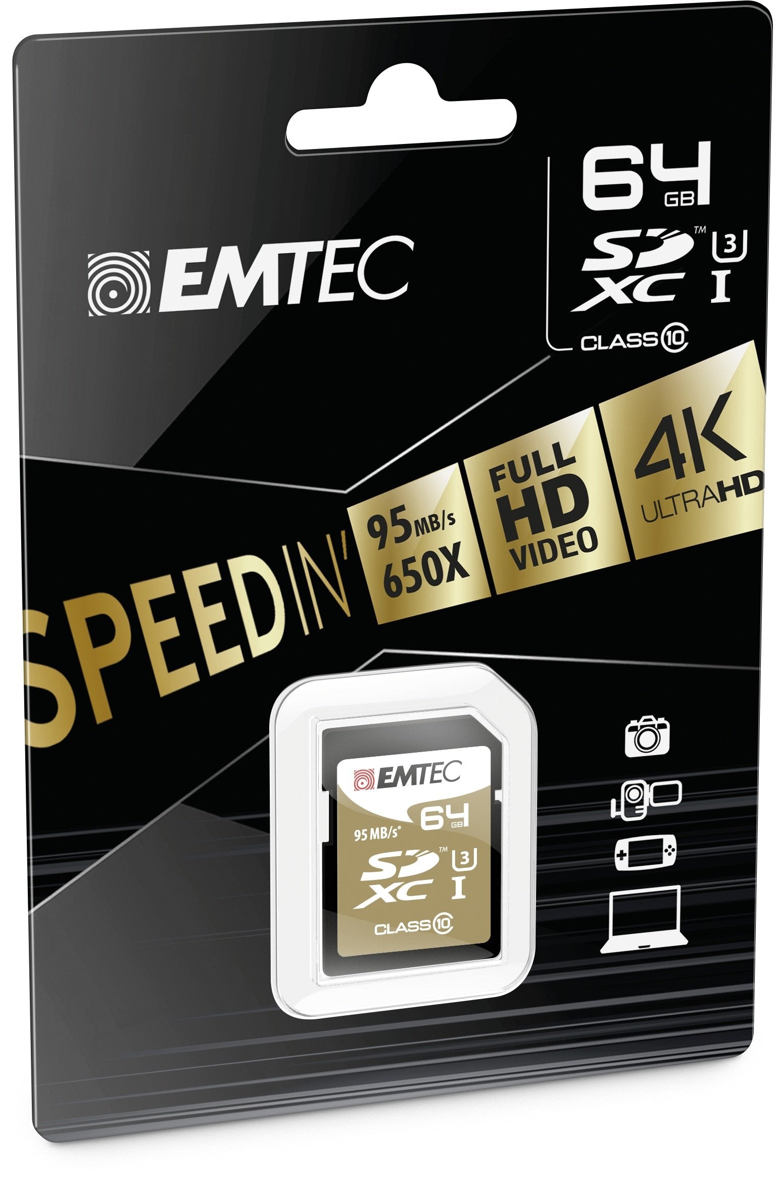 Emtec Sd Card 64gb Sdxc (Class10) Speedin + Kartenblister