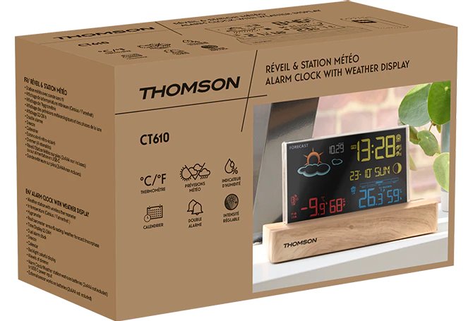 Thomson Ct610 Estacion Meteorologica Reloj Despertador - Madera/Negro