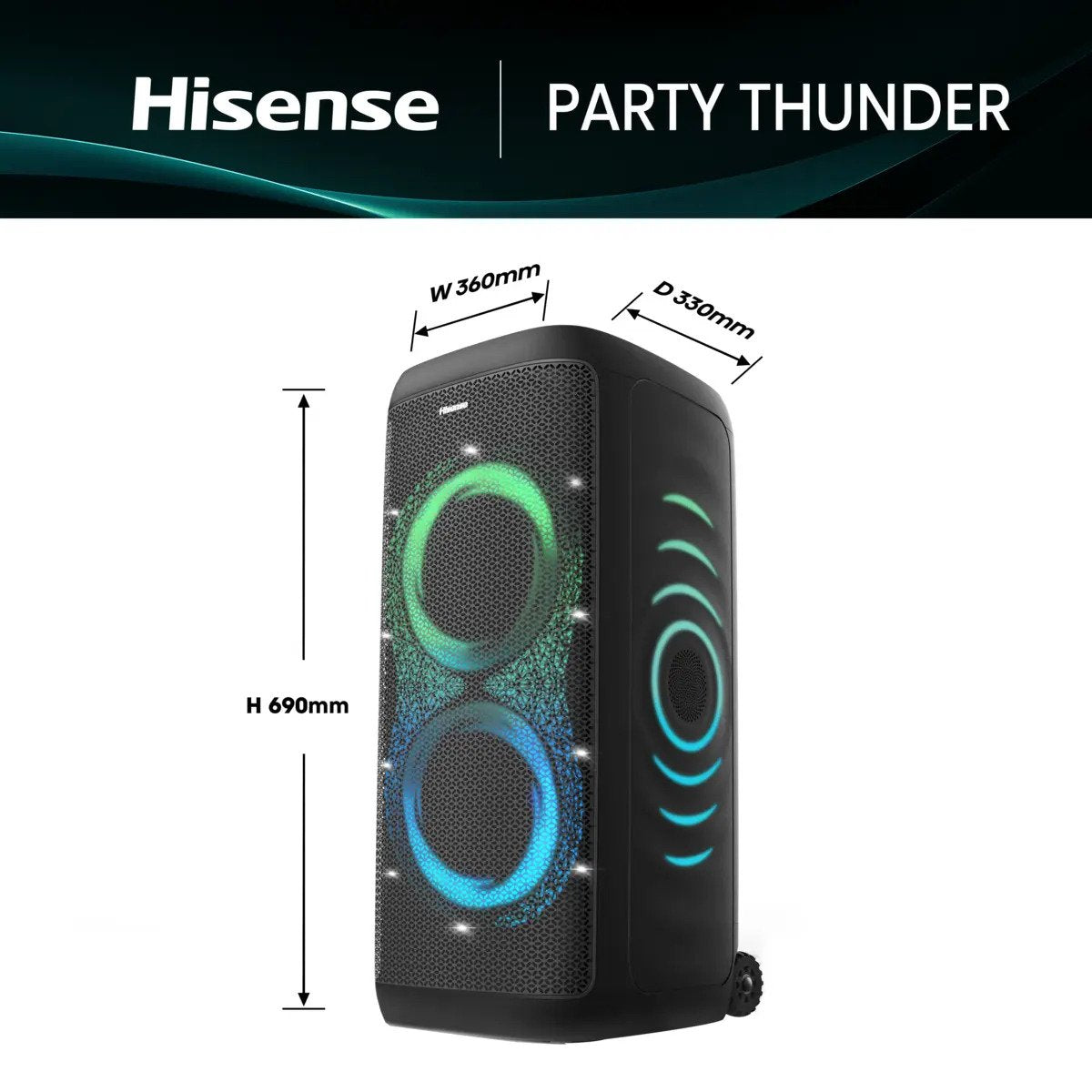 Altavoz Portátil Hisense Party Thunder Negro