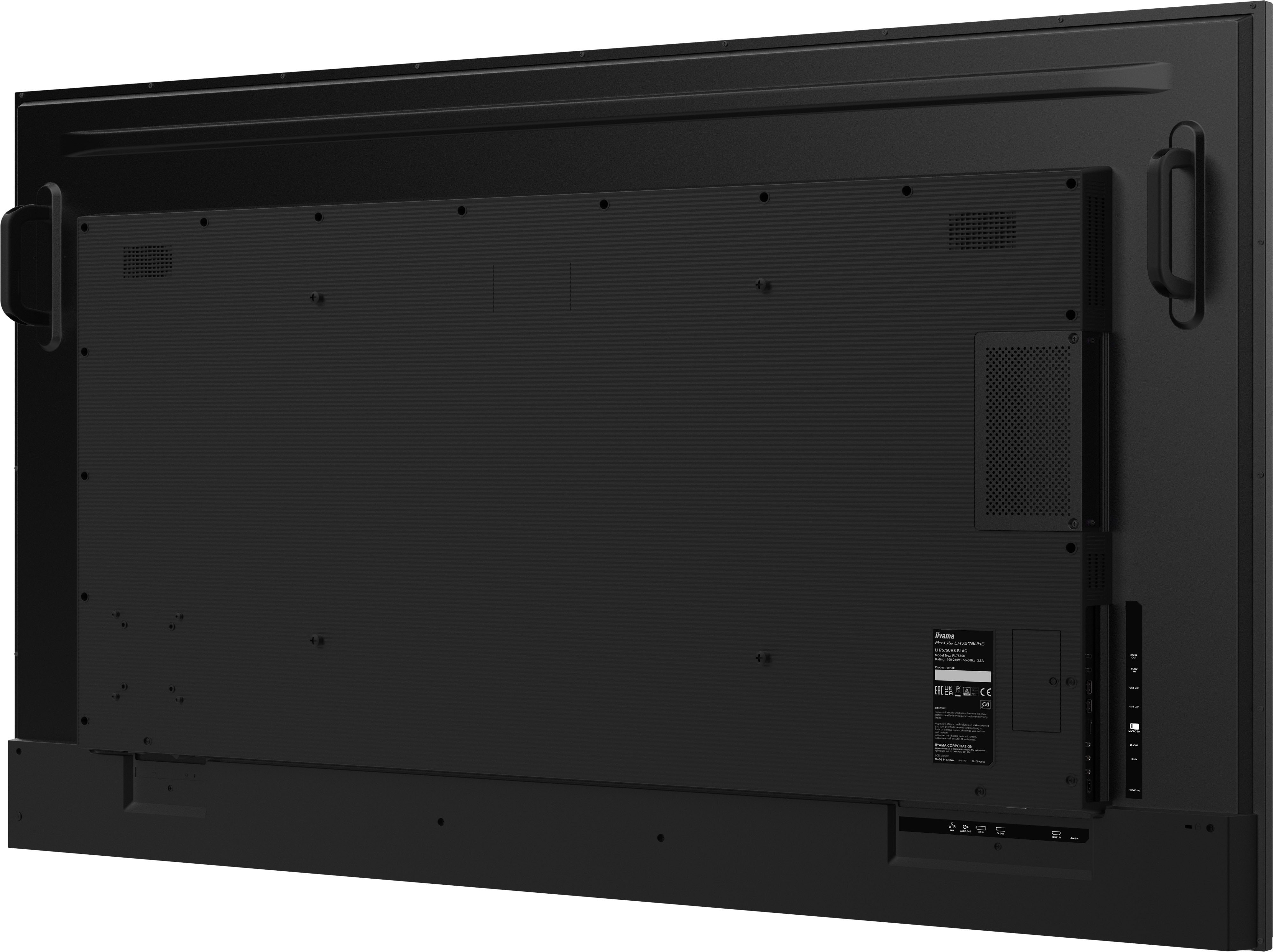 Iiyama Lh7565uhsb-B1 Pantalla De Señalización Diseño De Quiosco 189,2 Cm (74.5") Led Wifi 800 Cd / M² 4k Ultra Hd Negro Procesador Incorporado Android 11 24/7