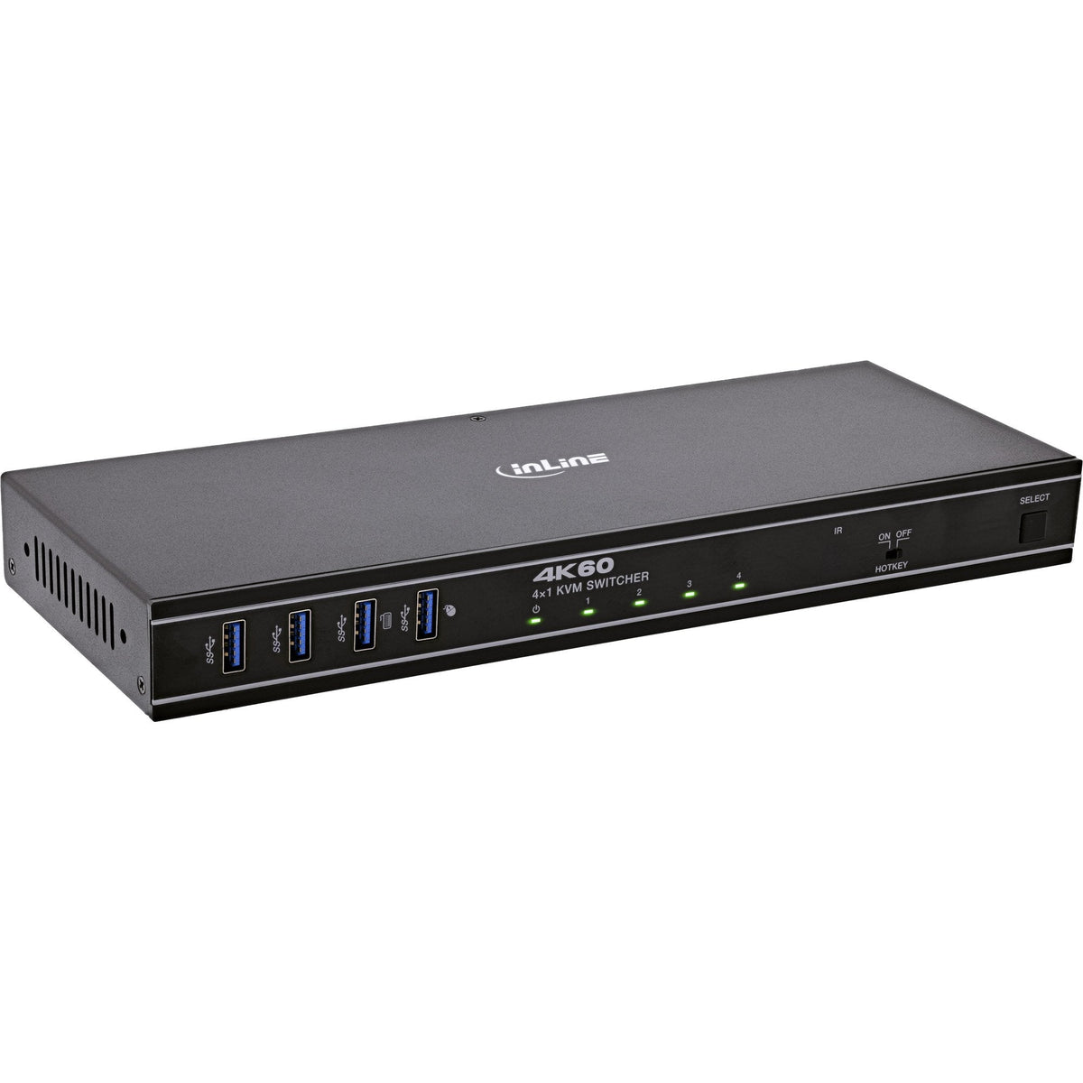 Inline Kvm Switch, 4x1 ,Displayport 4k/60hz, Usb 3.2 Hub
