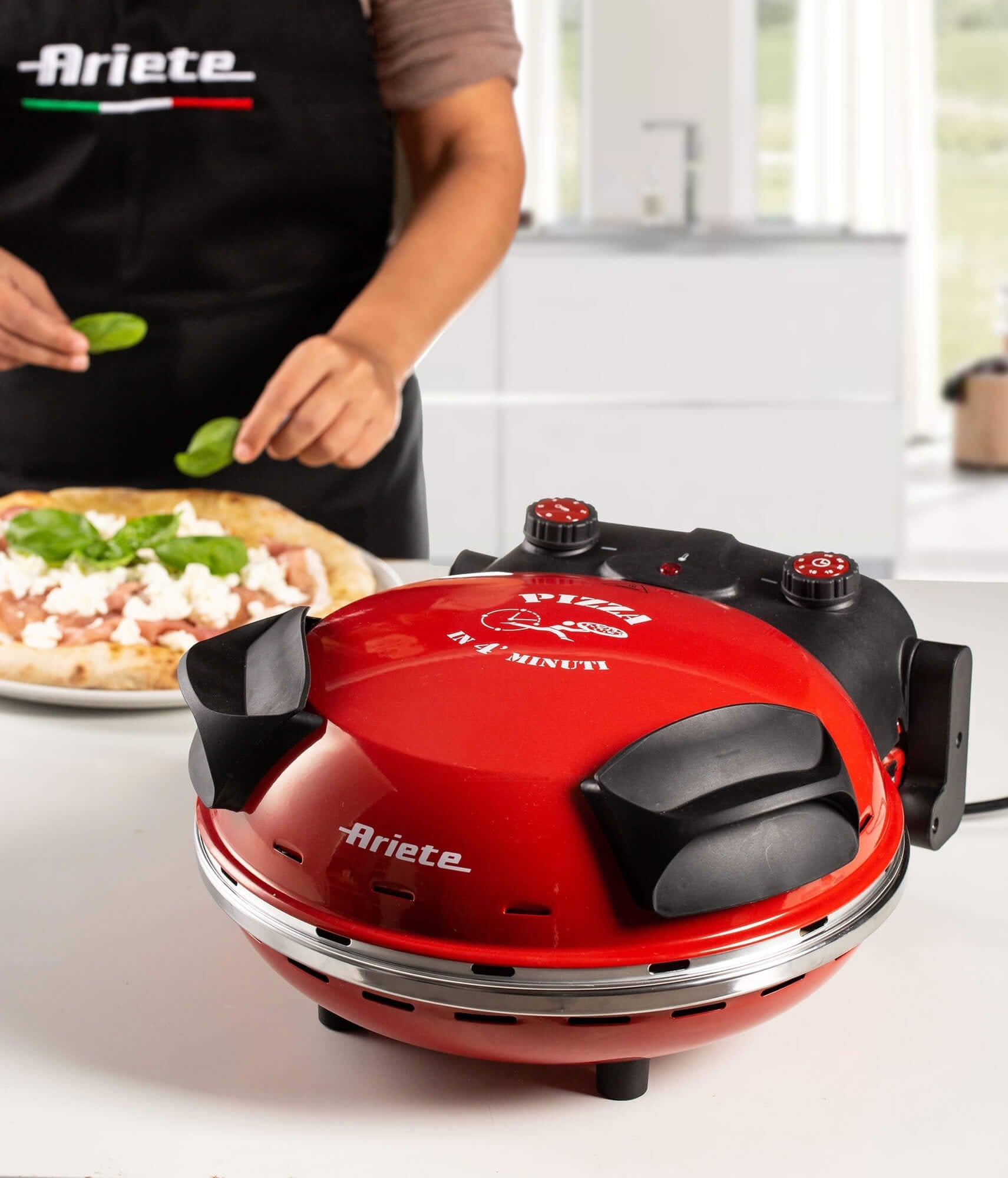 Mini Horno Para Pizza Ariete 909 1200w Ø33cm 5 Niveles Temperatura Regulador Hasta 400º Piedra Refractaria Alta Calidad