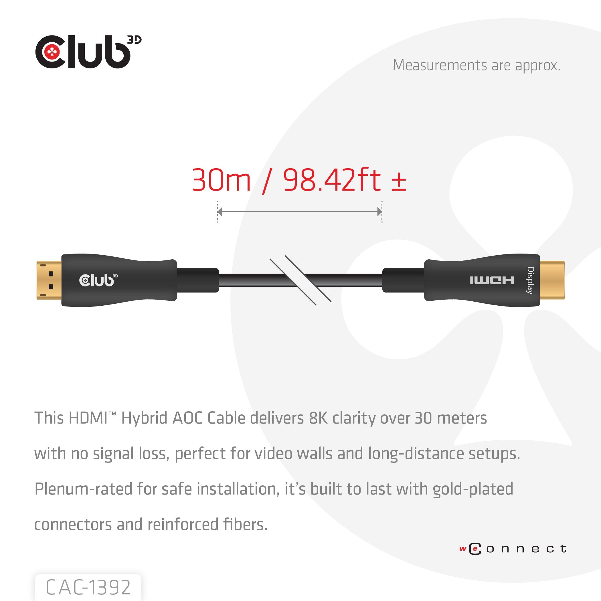 Cable Club3d Cac-1392 Hdmi 30 M Hdmi Tipo A (Estándar)