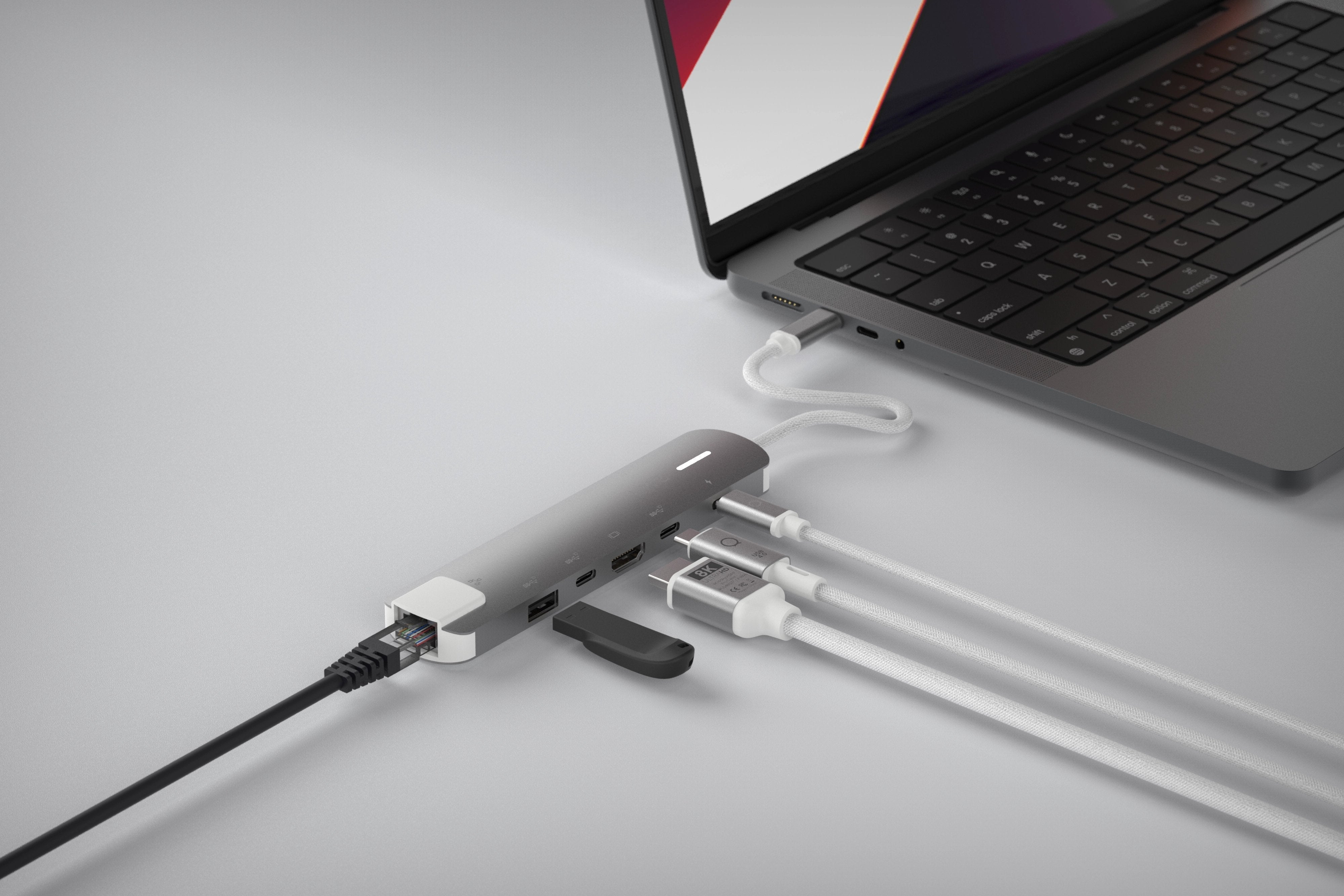 Hub 6 Puertos Pro Usb-C 140w Gris Linq Usb-C/ 1xusb3.2, 1xhdmi, 1xusb-C Pd Hasta 140w, 2xusb-C, 1xrj45 2,5gbps