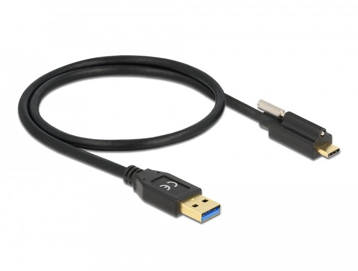 Delock Usb 10 Gbps Cable Typ-A Stecker Zu Usb Type-C Stecker Mit Schraube Oben 0,5 M