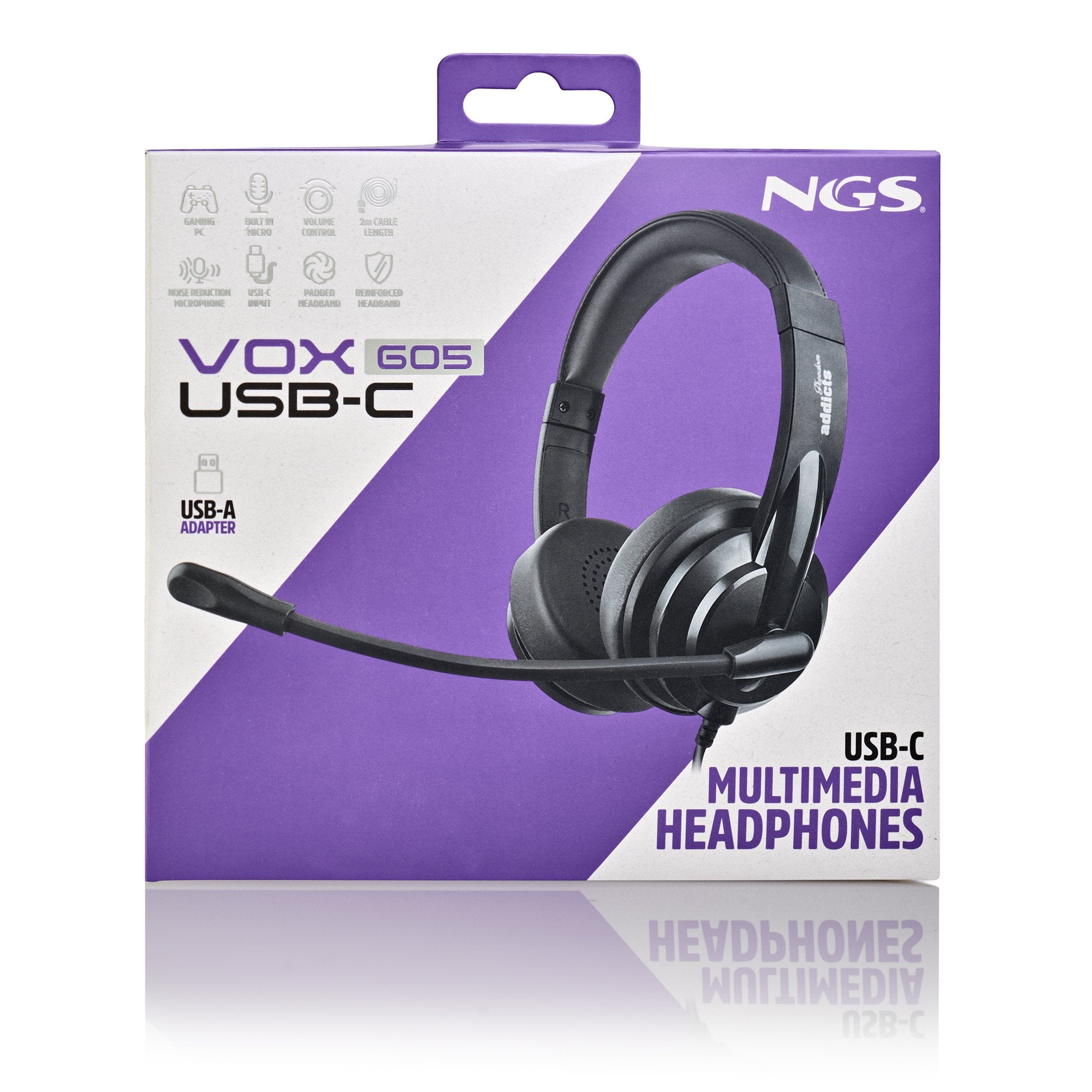 Auriculares Ngs Vox605 Usb Con Micrófono Usb Negros