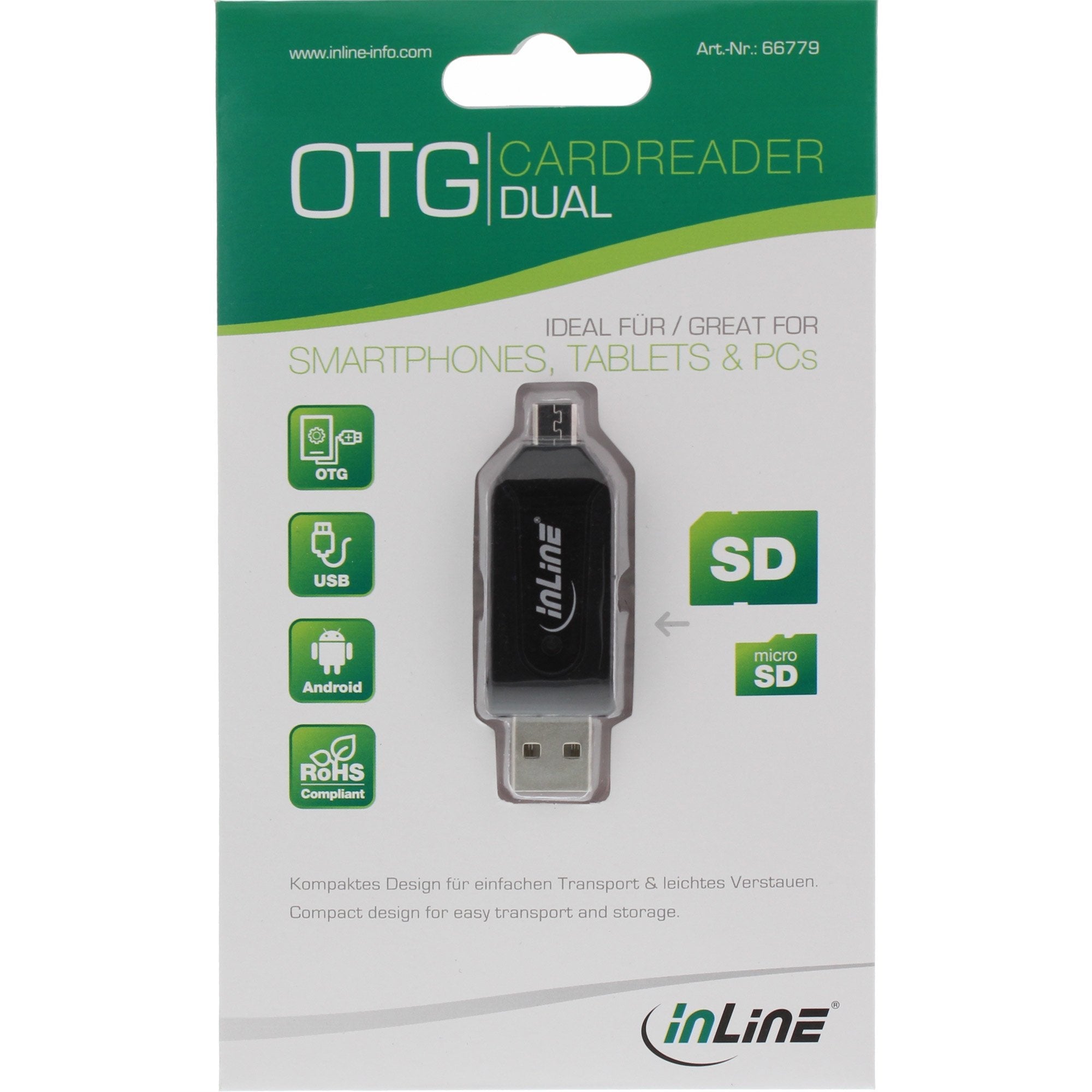 Lector De Tarjetas Dual Inline Otg Para Sd Y Microsd Para Android Y Pc