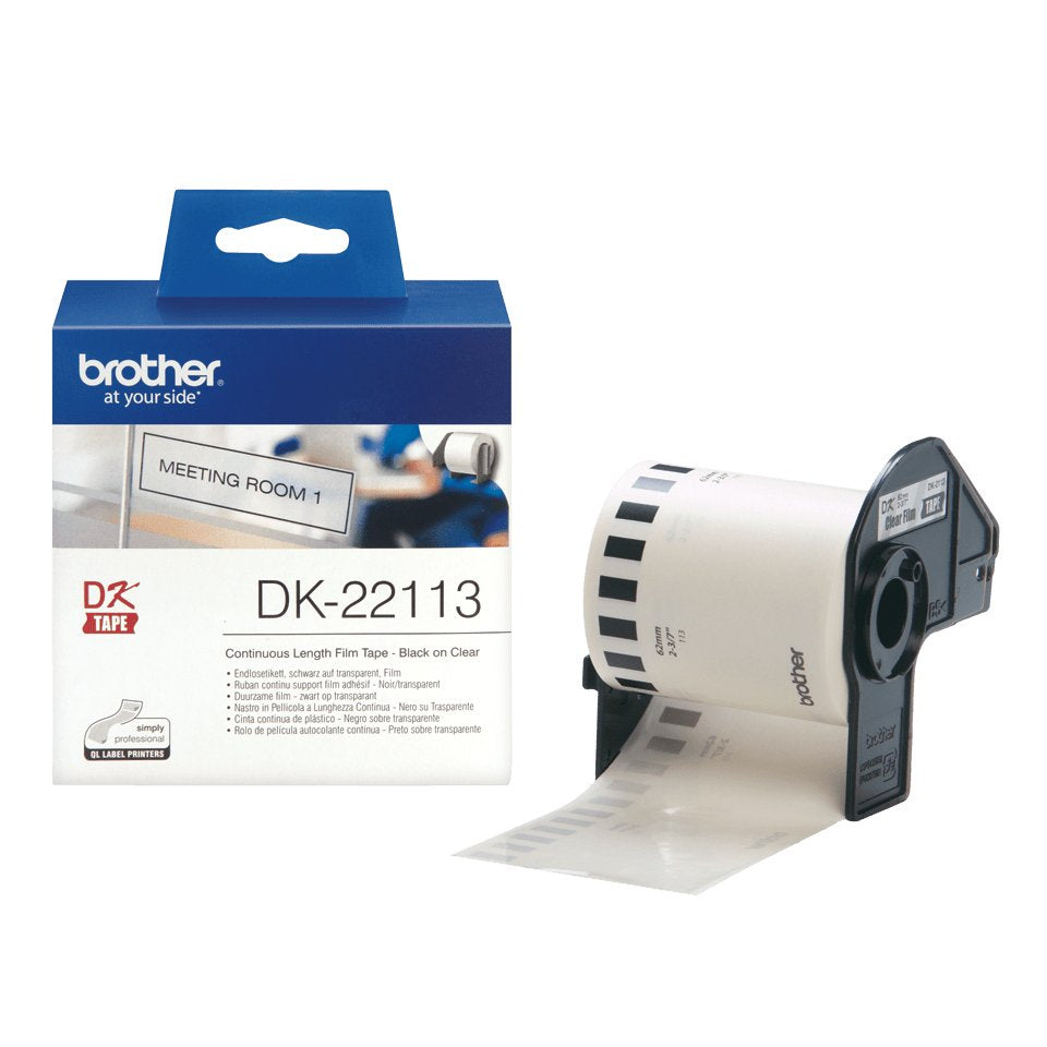 EAN 4977766628235 - Brother DK-22113 cinta para impresora de etiquetas Negro sobre transparente imagen 1