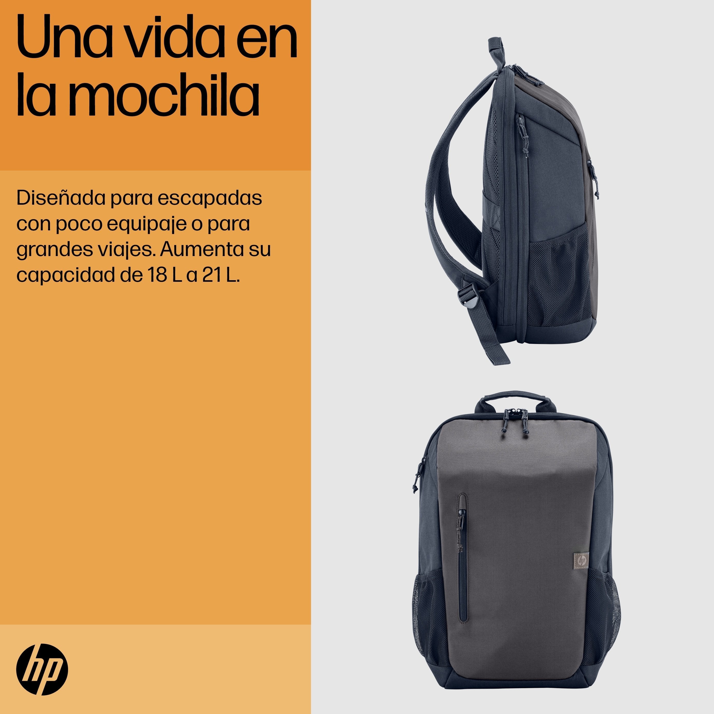 Hp Mochila Para Portátil Travel De 15,6 Pulgadas Y 18 Litros, Color Gris