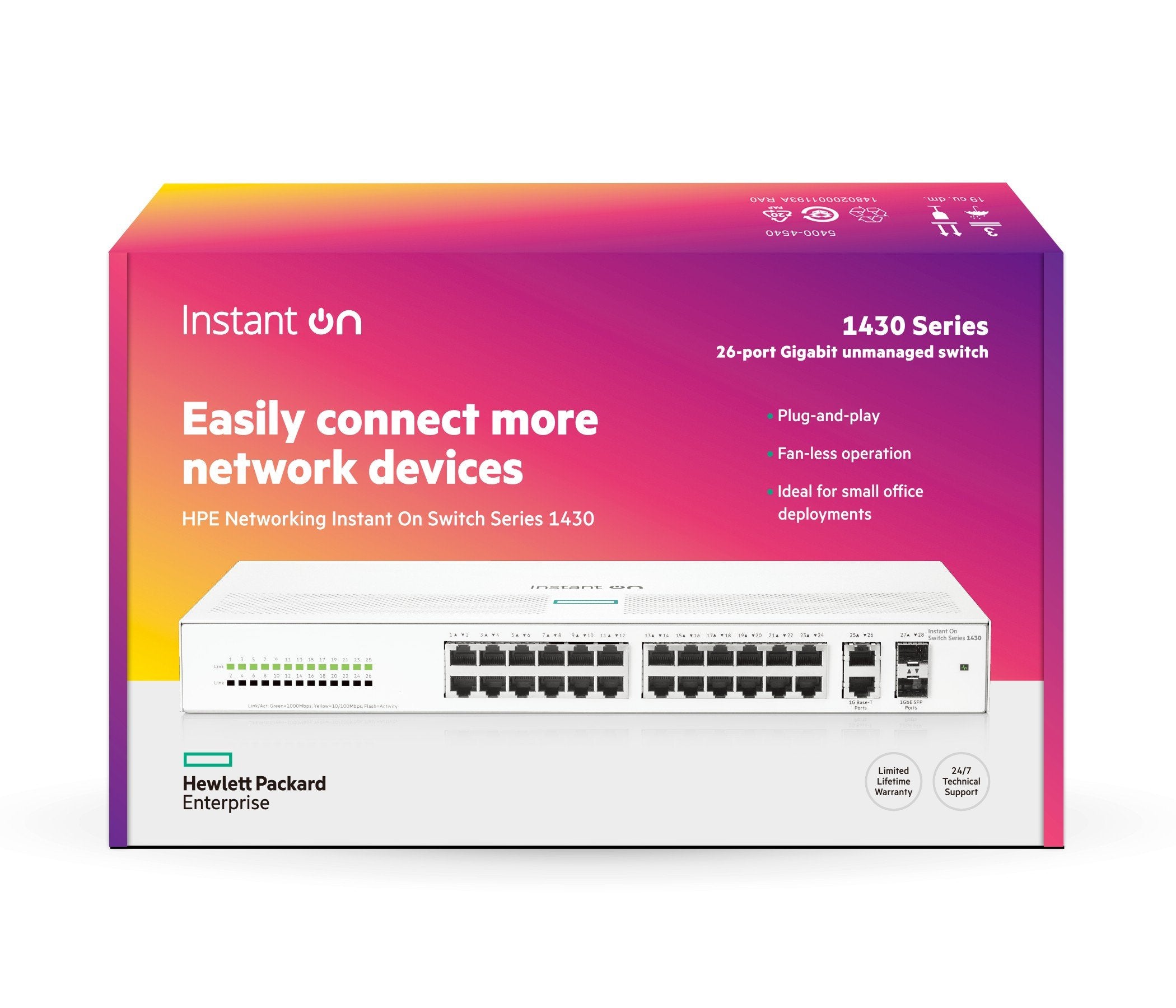 EAN 0190017537979 - HPE Aruba Networking Networking Instant On Switch 26p Gigabit 2p SFP 1430 imagen 2