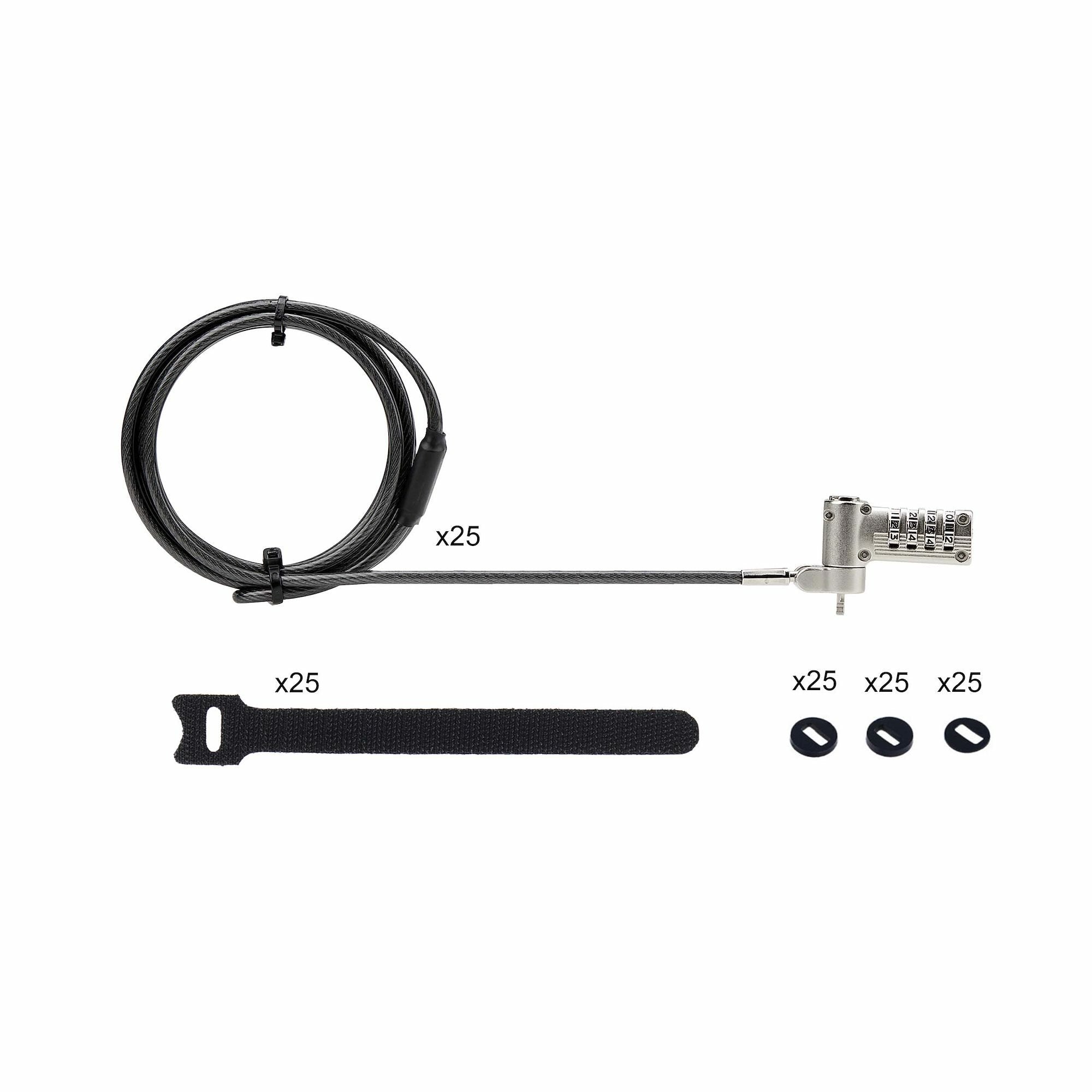 Startech 25-Pack Laptop Lock, Compatible W Noble Wedge Nano K-Slot - Sicherheitscableschloss - Schwarz, Silber - 2 M - Taa