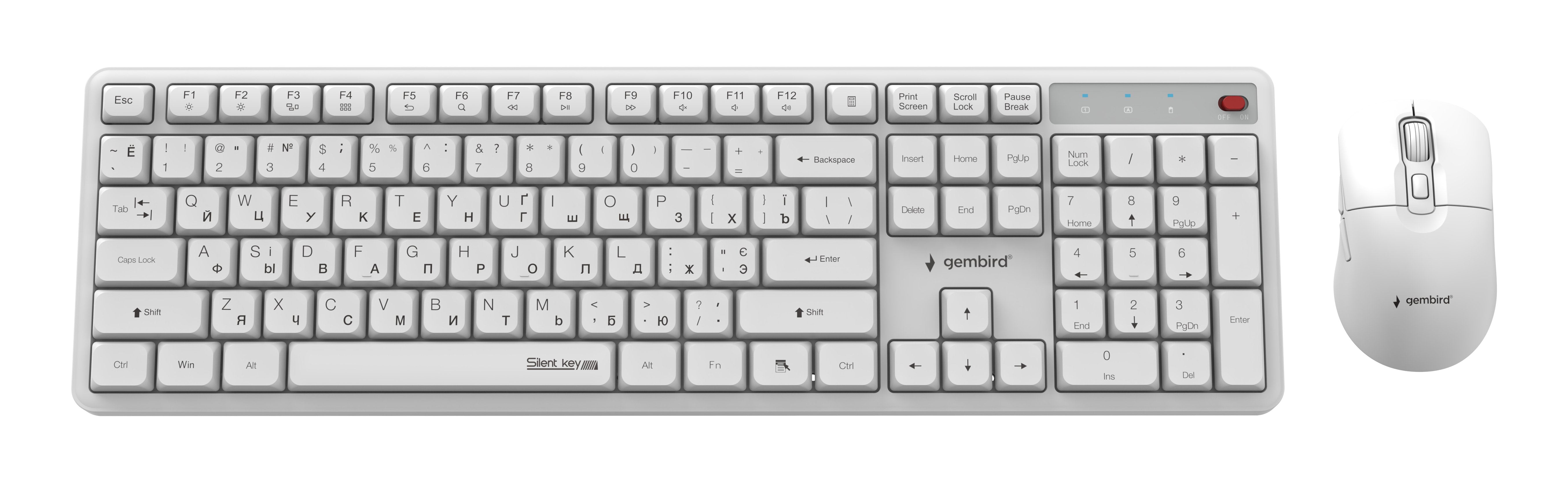 Keyboard +Mouse Wrl Cyrillic/Wht Kbs-Wms-01-W-Cyrl Gembird