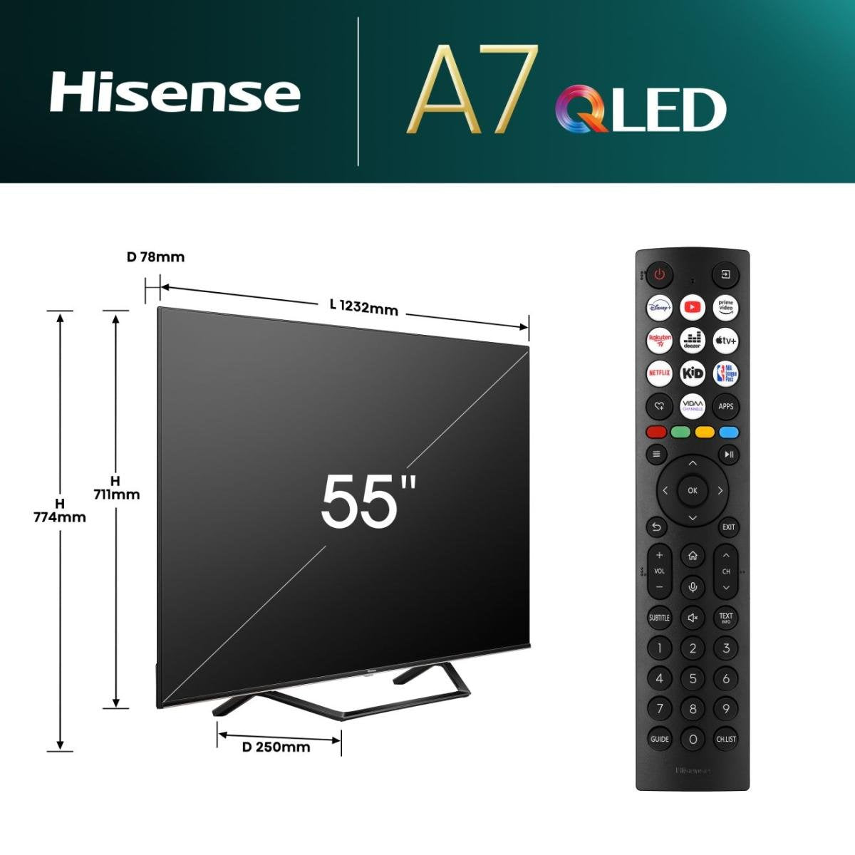 EAN 6942351403465 - Hisense 55A7NQ 139,7 cm (55") 4K Ultra HD Smart TV Wifi Gris 275 cd / m² imagen 2