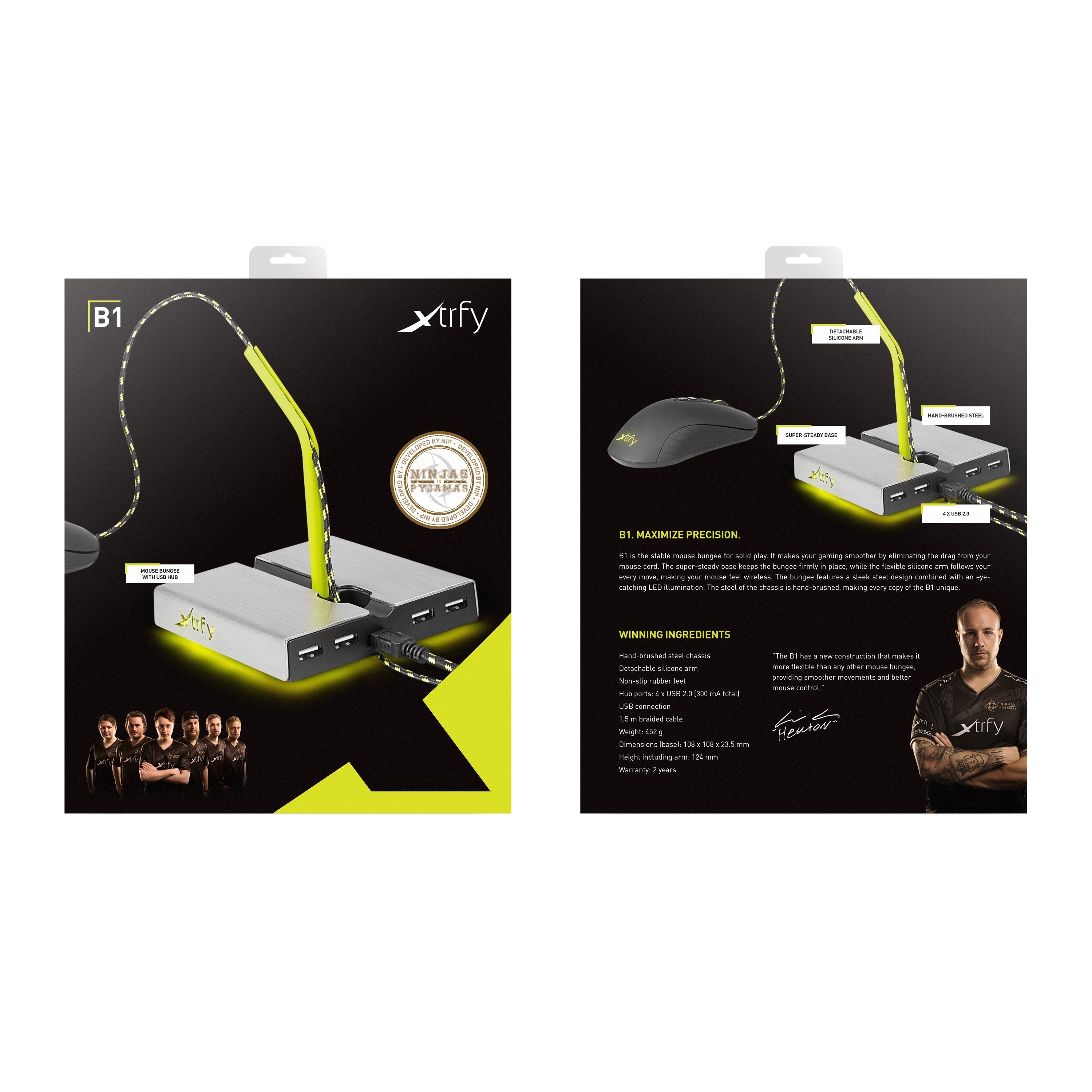 Cherry Xtrfy Zub B1 Raton Bungee Plata Amarillo Hub De Interfaz Usb 2.0