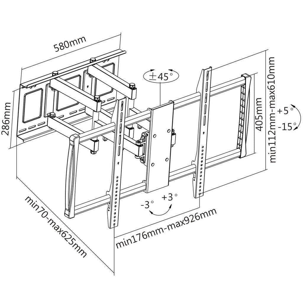 Manhattan Soporte Para Tv, De Pared, Movimiento Articulado, Pantallas Curvas O Planas De 60" A 100" De Máximo 80 Kg
