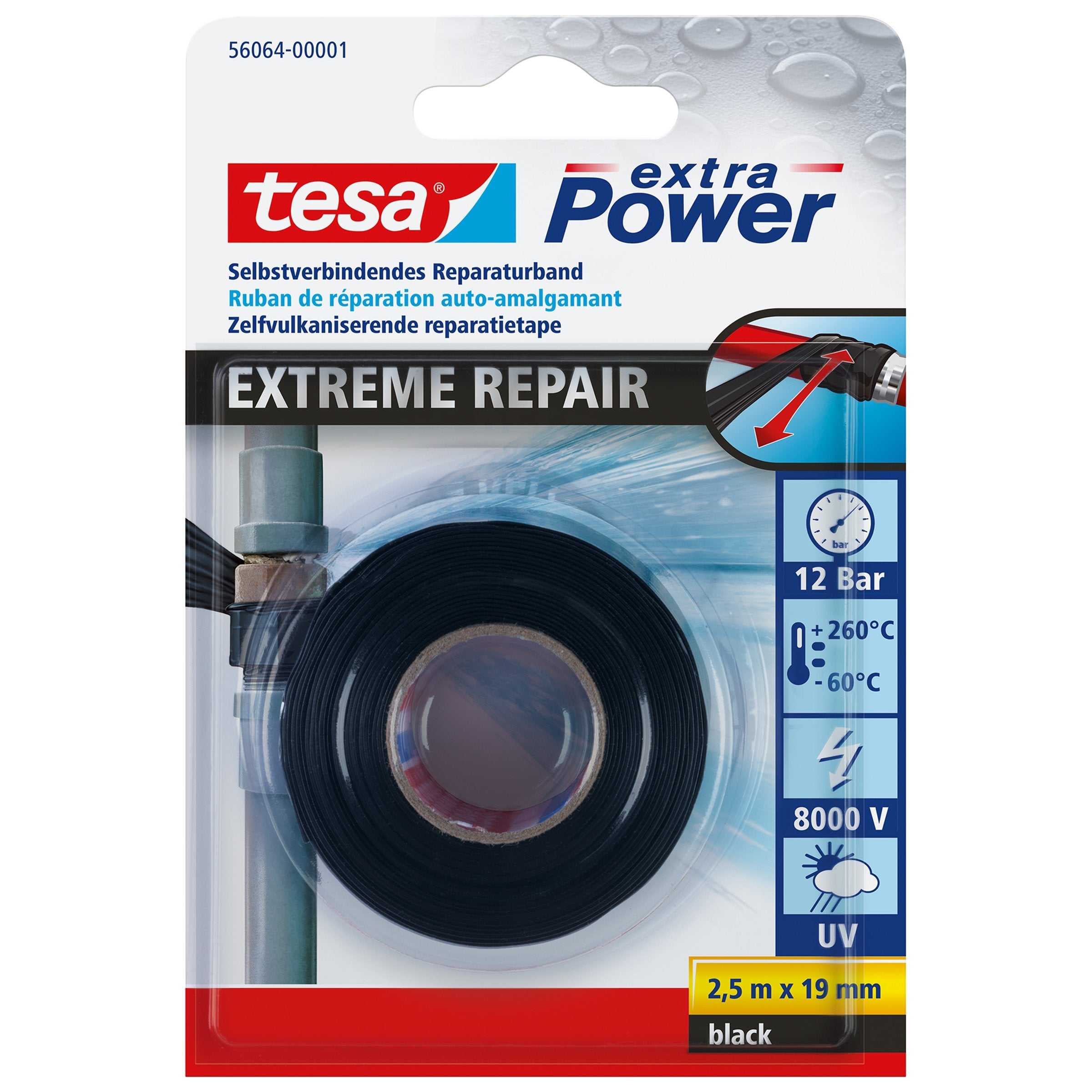 Tesa Extra Power Extreme Repair Reparaturband Negro