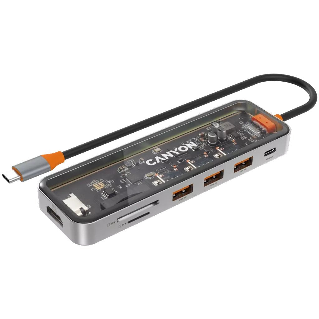 Canyon Hub Ds-13 7en1 4k Usb-C Transparente Gris Espacio
