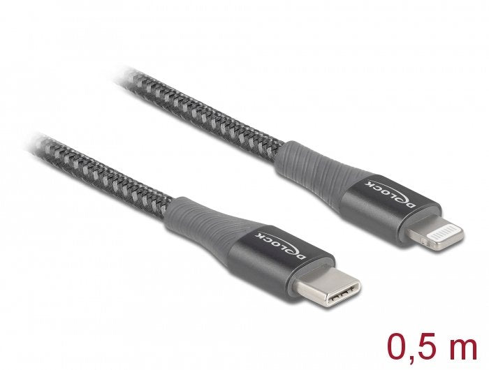 Delock Daten- Und Ladecable Usb Type-C Zu Lightning Für Iphone, Ipad Und Ipod Grau 0,5 M Mfi