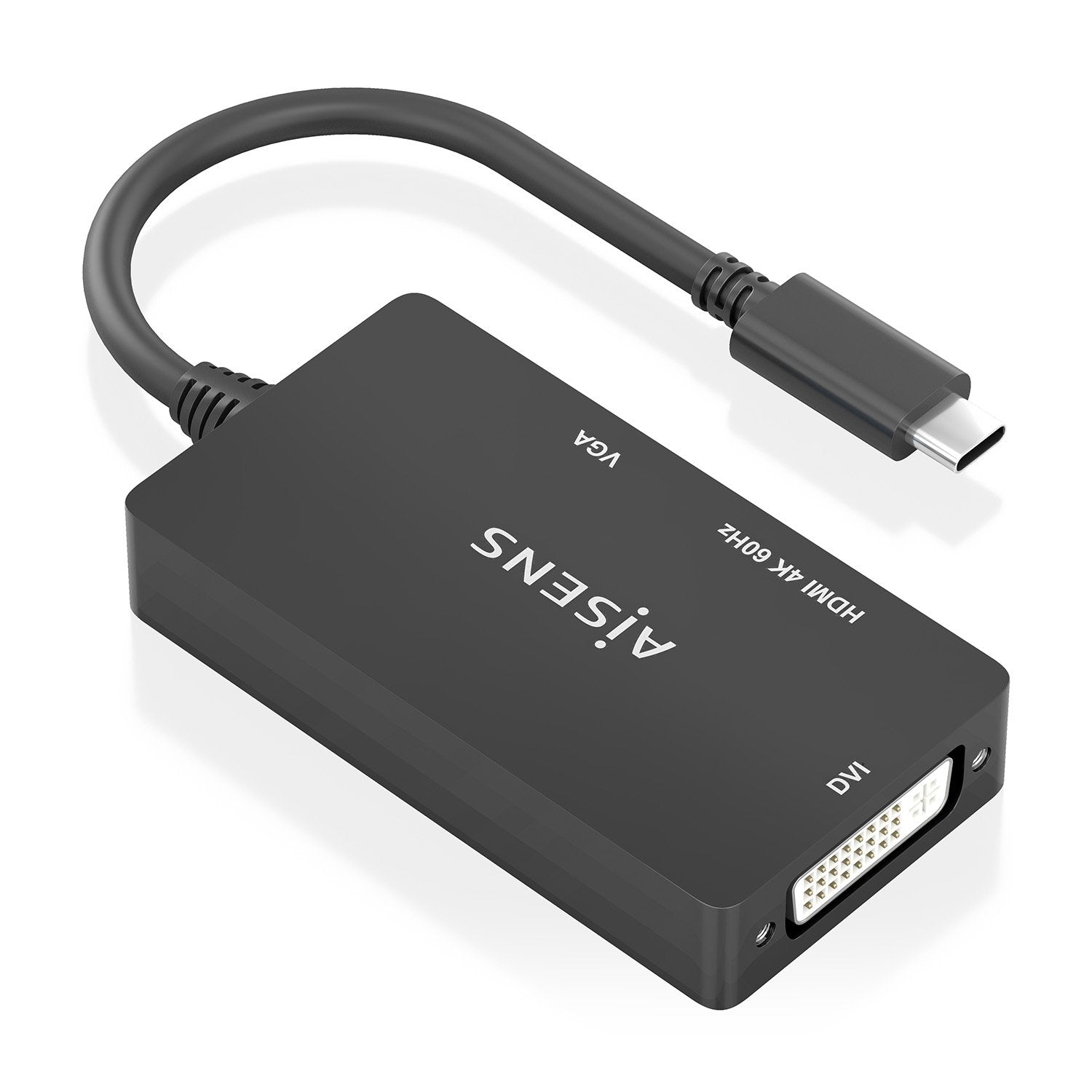 Aisens Conversor Usb-C A Dvi/Hdmi/Vga, Usb-C/M-Dvi/H-Hdmi/H-Vga/H, Negro, 15cm