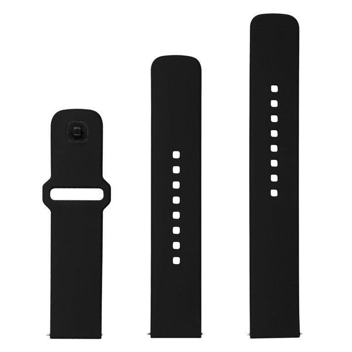Fixed Silicone Sporty Strap Set With Quick Release 22mm For Smartwatch, Black