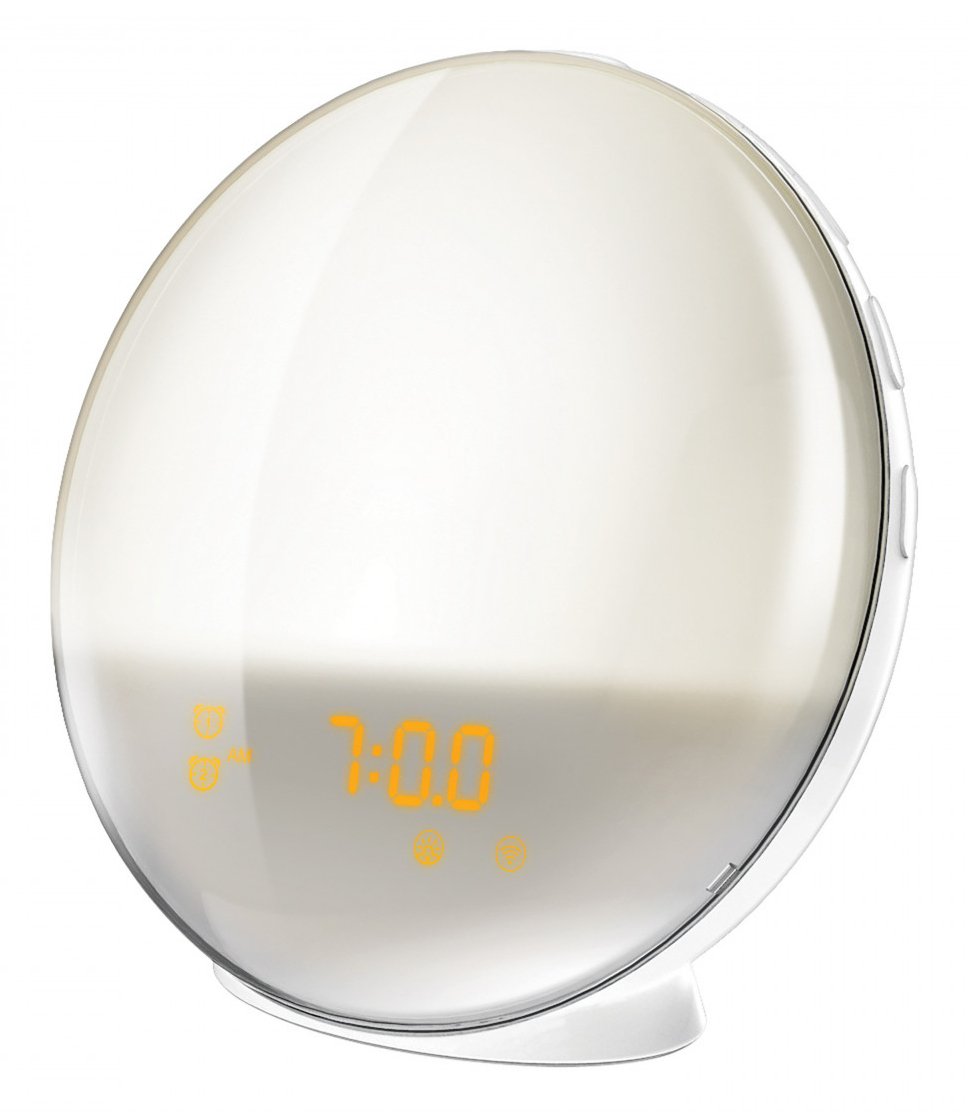 Despertador Inteligente Con Lámpara Rgb Muvit Io Miolamp005 Radio Fm Blanco