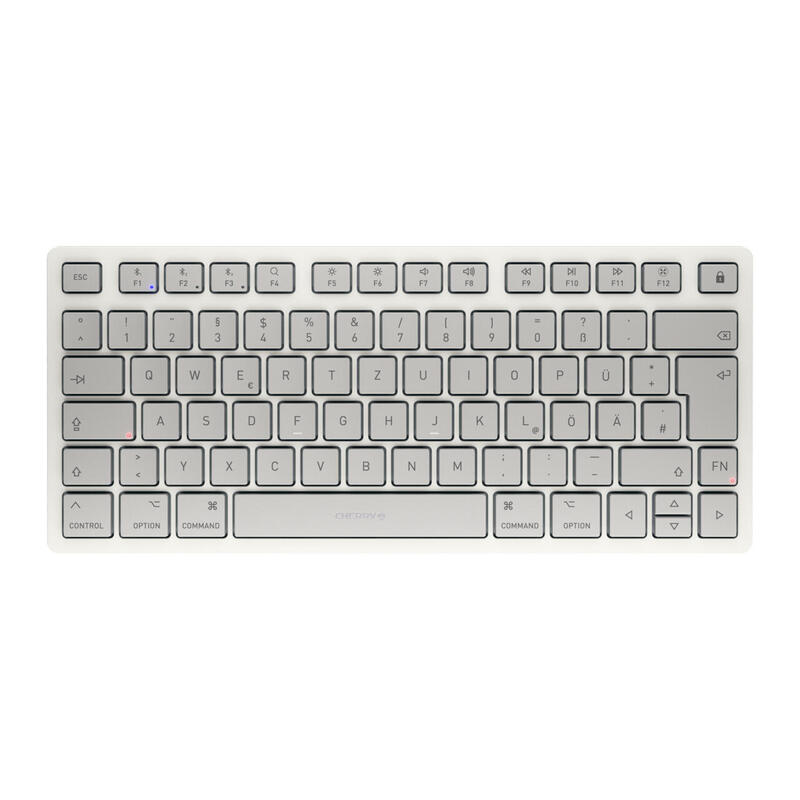 Cherry Kw 7100 Mini Bt Para Mac, Teclado Blanco/Plateado, Disposición De, Tecnología De Tijera Cherry Sx Jk-7110de-25