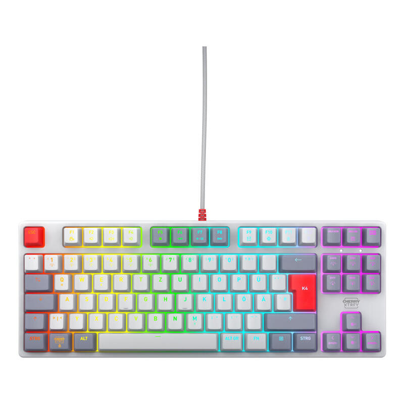 Cherry Xtrfy K4v2, Teclado Gaming Gris, Disposición De, Cherry Mx2a Red Cx-K4v2-Rgb-Tkl-Retro-R-Ger