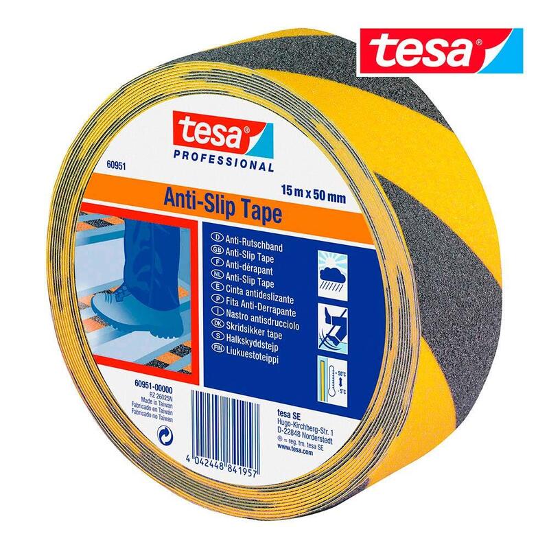 Cinta Antideslizante Negra/Amarilla 15m X 50mm 60951 Tesa