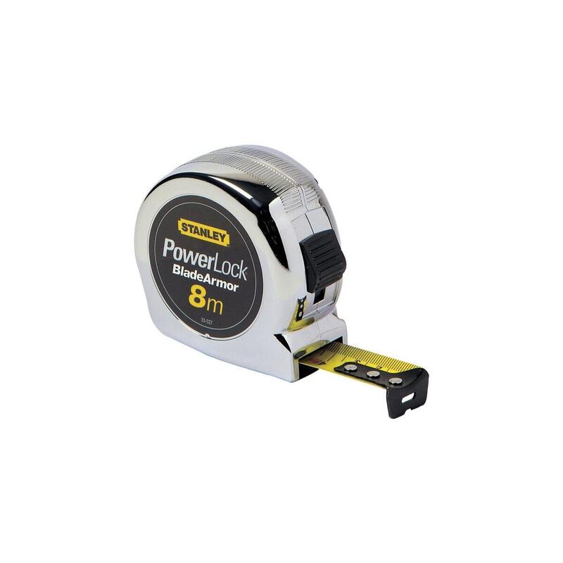 Cinta Métrica Stanley Micro Powerlock Blade Armor, 8 Metros Plateado Amarillo, 25mm 0-33-527