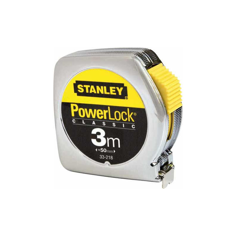 Cinta Métrica Stanley Powerlock, 3 Metros Cromada/Amarilla, 12,7 Mm, Carcasa De Metal 0-33-218