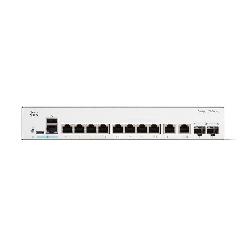 Cisco Catalyst 1200-8t-E-2g Conmutador Gigabit Ethernet L3 Inteligente 8 X 10/100/1000 + 2 X Combo Gigabit Sfp/Rj-45 Sobremesa Montaje En Rack