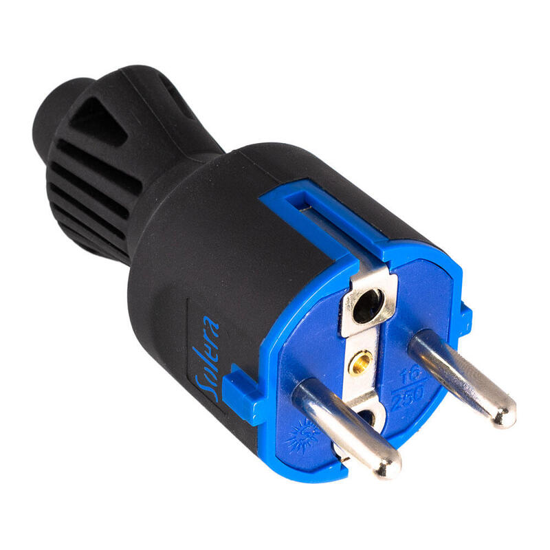Clavija 2p+T, 16a 250v Caucho Color Negro. 706ck Solera