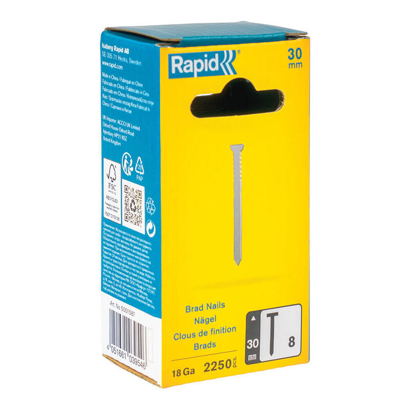 Clavo 8 / 30 Mm Galvanizado 18ga, 2250 Uds