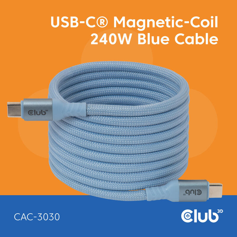 Club3d Lifemyle Usb-C Magnetisches Cable 240w 2m Azul M M