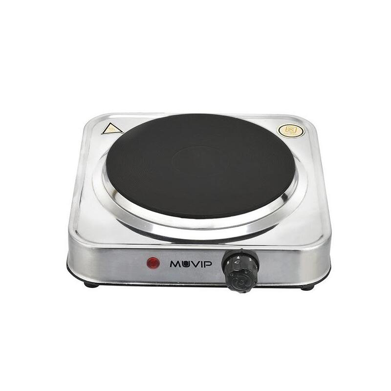 Cocina Electrica Muvip Mv0644 De 1 Placa 1500w - Acero Inoxidable - 5 Niveles De Potencia - Termostato Con Sistema De