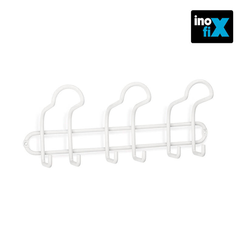 Colgador Acero 3 Ganchos Triples Blanco Mate Inofixcolgador Acero 3 Ganchos Triples Blanco Mate Inofix