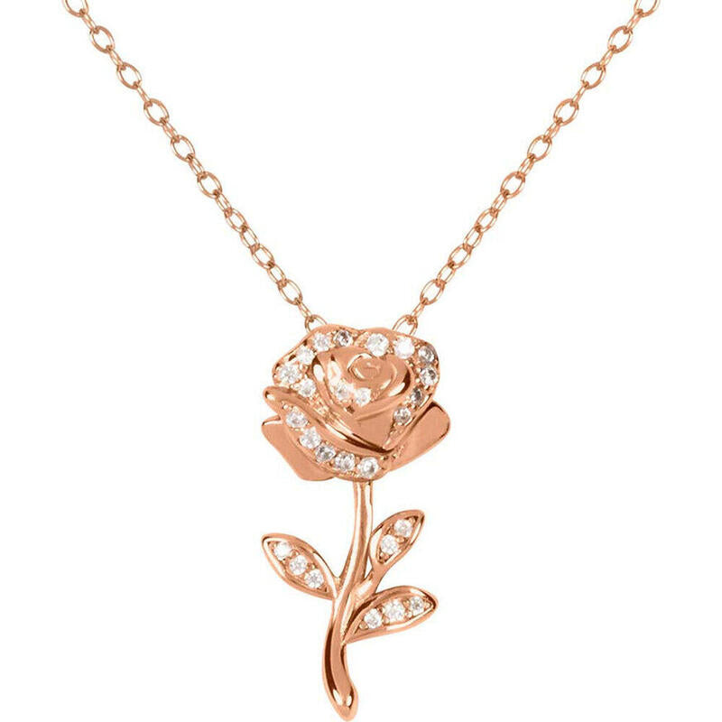 Colgante Rosa La Bella Y La Bestia Disney Plata