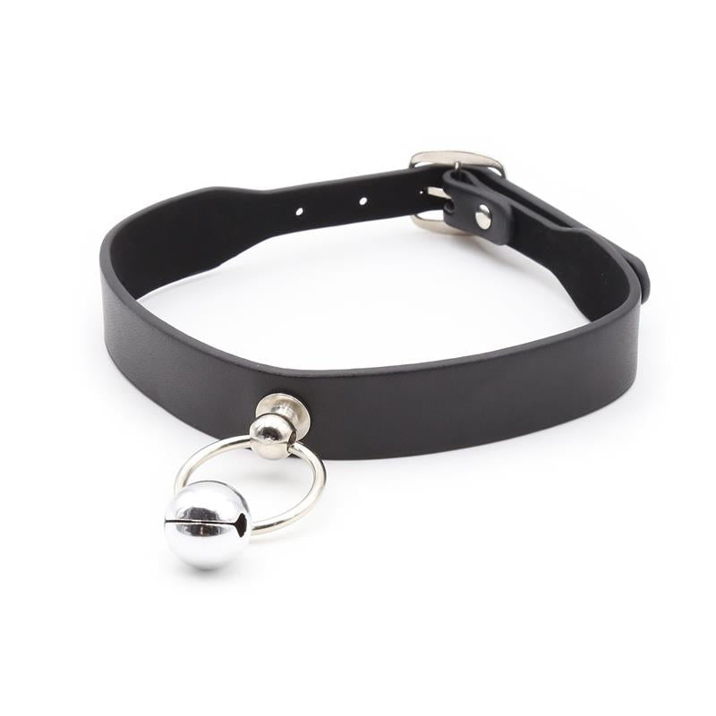 Collar Con Aro Y Cascabel Negro