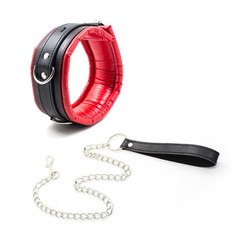 Collar Con Correa Interior Acolchado Negro/Rojo
