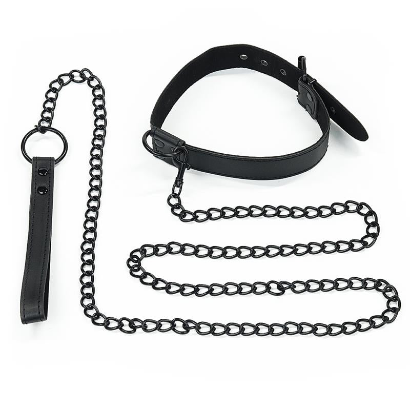 Collar Con Correa Negro Mate