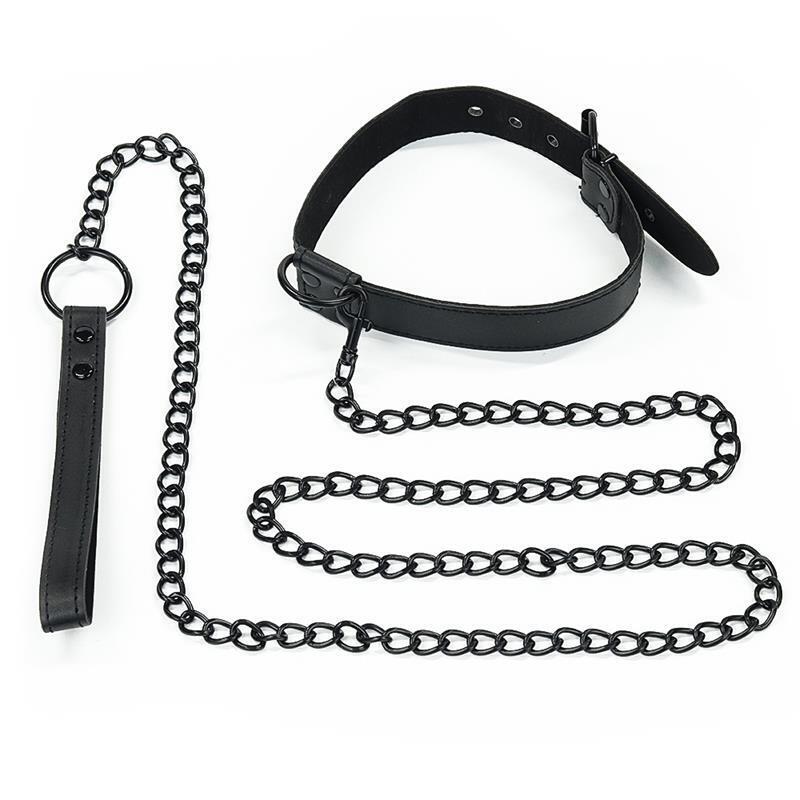 Collar Con Correa Negro Mate
